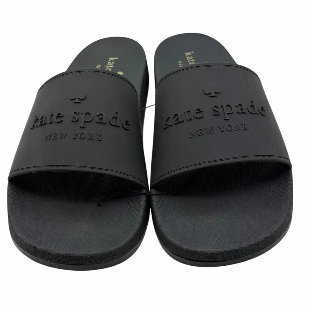 NWT Kate Spade Black Logo Slide Sandals Size 11